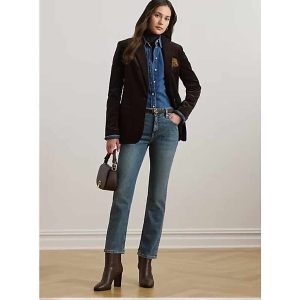 Lauren Ralph Lauren Women's High Rise Ankle Straight Jeans Medium Wash Size 16